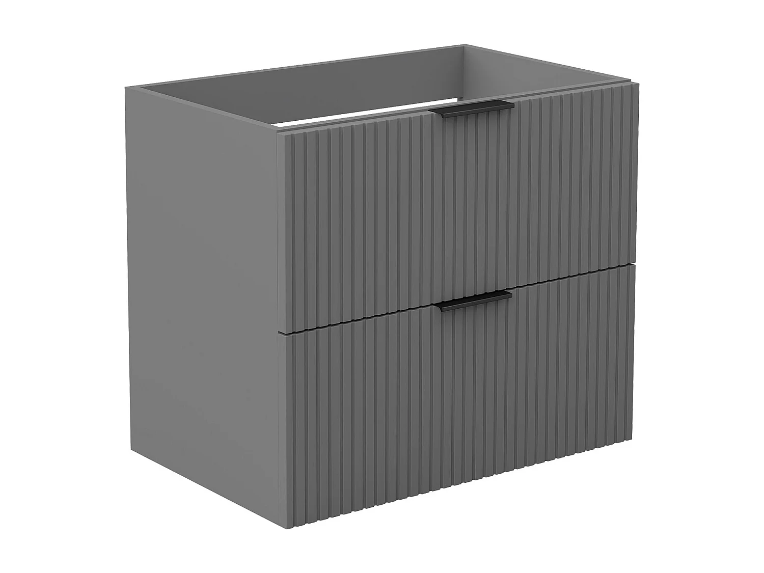 AICA Meuble de salle de bain suspendu 60 cm Anthracite + 2 tiroirs, avec Poignées - sans compter vasque