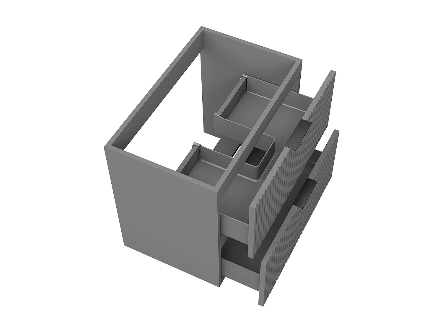 AICA Meuble de salle de bain suspendu 60 cm Anthracite + 2 tiroirs, avec Poignées - sans compter vasque