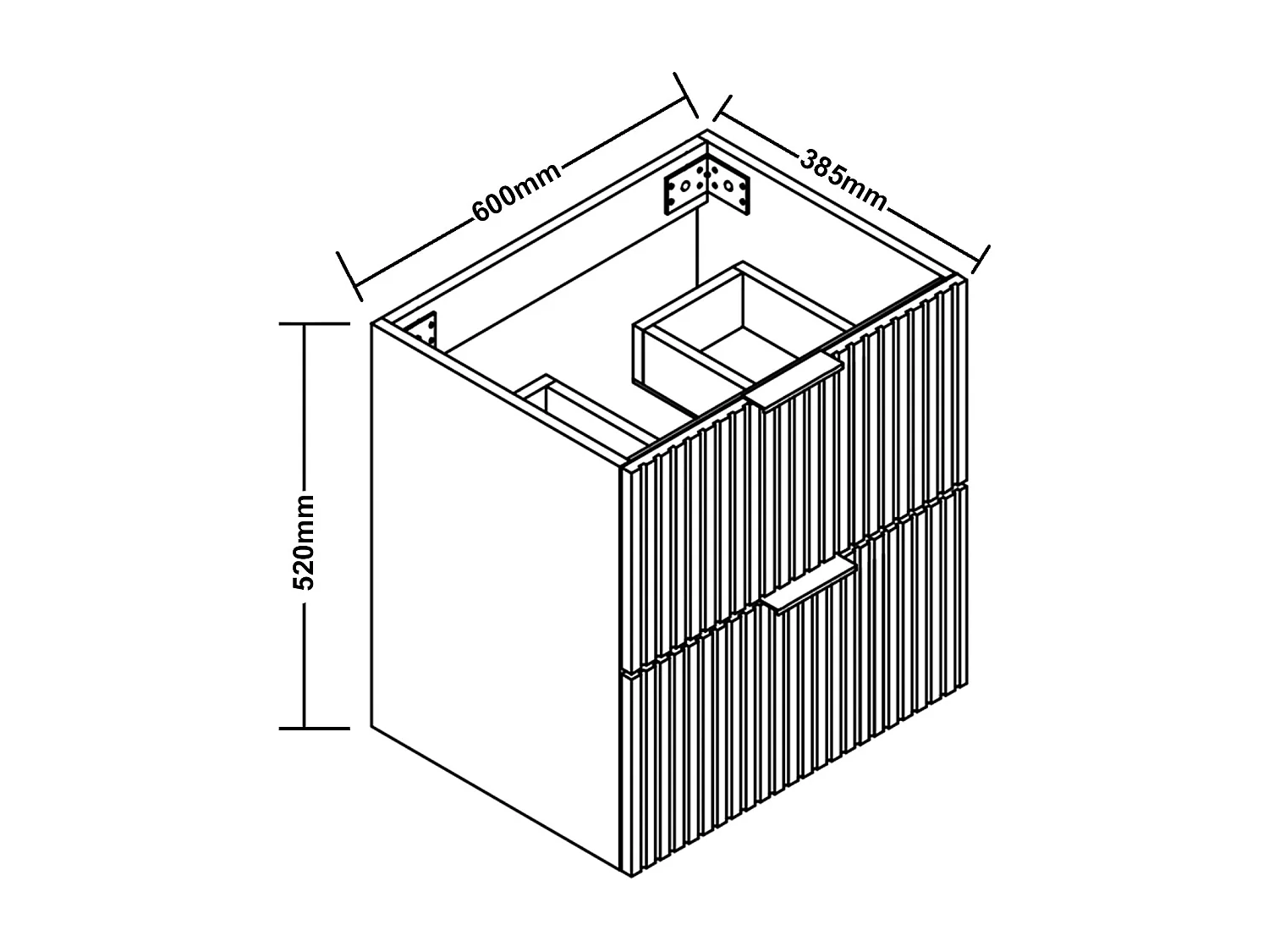AICA Meuble de salle de bain suspendu 60 cm Anthracite + 2 tiroirs, avec Poignées - sans compter vasque