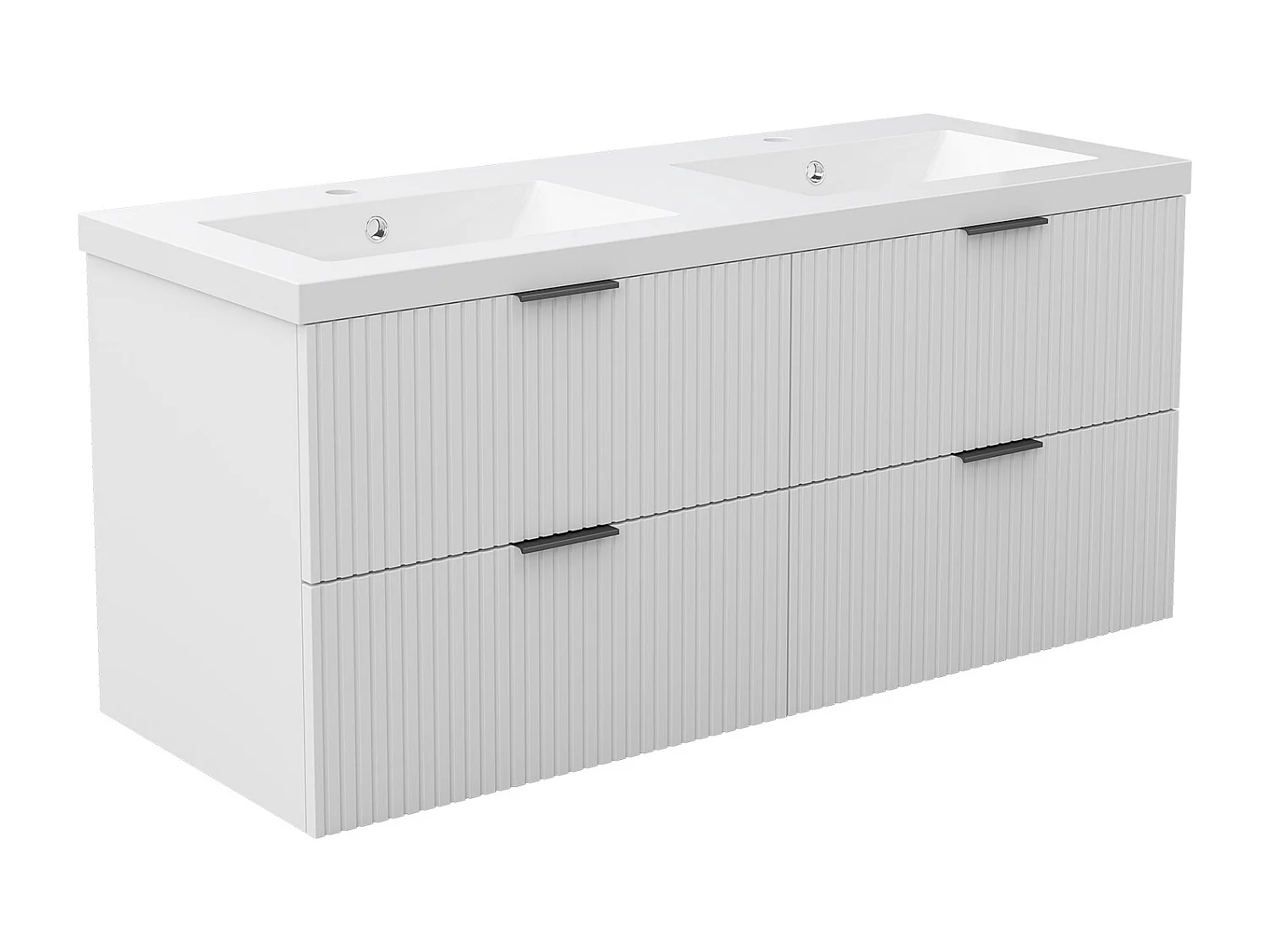AICA Ensemble salle de bain suspendu Blanc 120 cm avec 4 tiroirs, vasque inclus