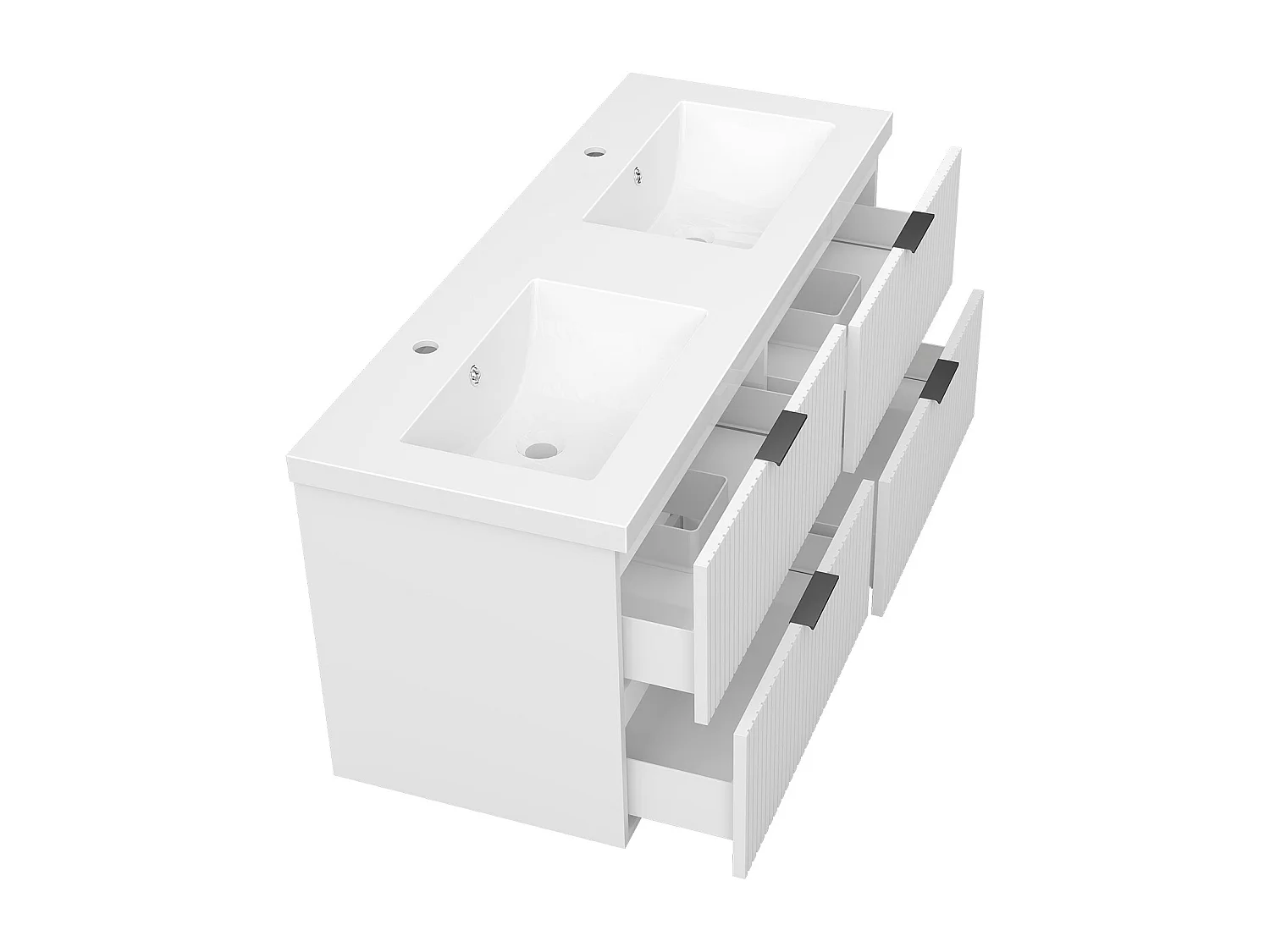 AICA Ensemble salle de bain suspendu Blanc 120 cm avec 4 tiroirs, vasque inclus