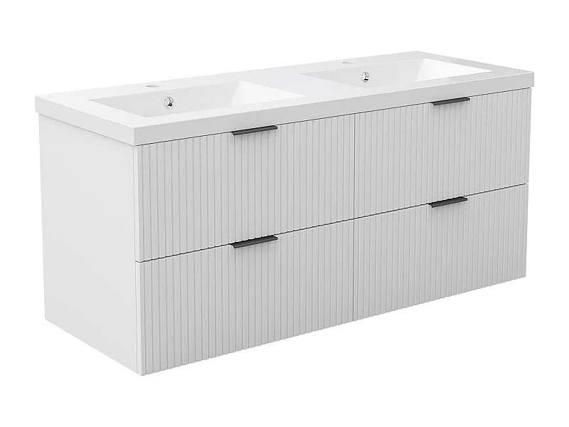AICA Ensemble salle de bain suspendu Blanc 120 cm avec 4 tiroirs, vasque inclus