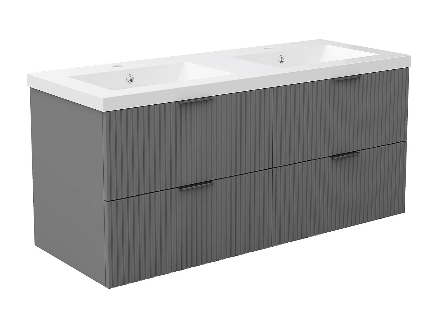 AICA Ensemble salle de bain suspendu Anthracite 120 cm avec 4 tiroirs, vasque inclus