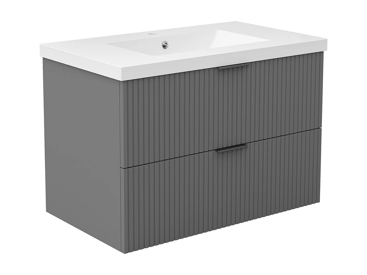 AICA Ensemble salle de bain suspendu Anthracite 80 cm avec 2 tiroirs, vasque inclus