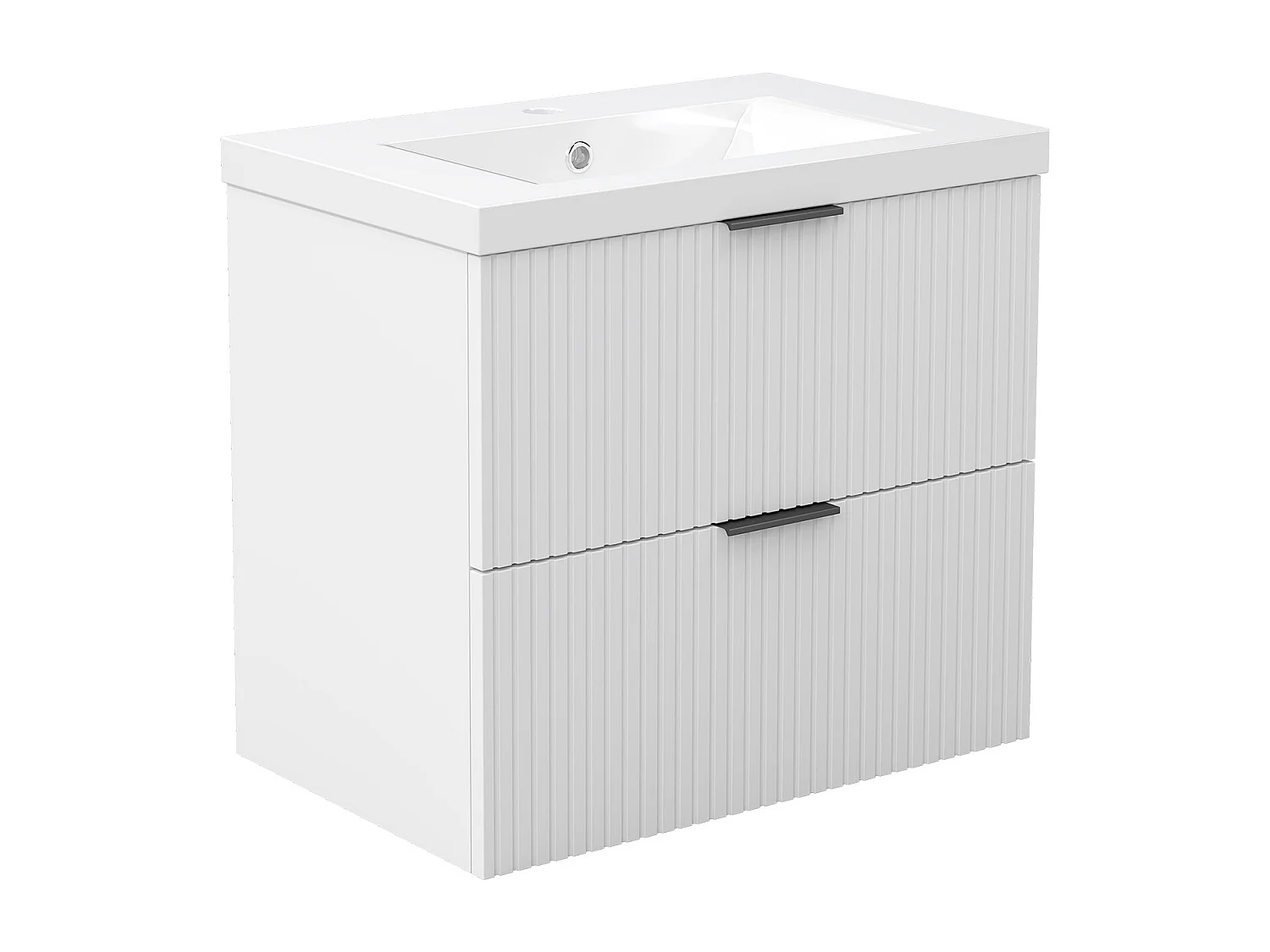 AICA Ensemble salle de bain suspendu 60 cm Blanc avec 2 tiroirs + vasque Céramique