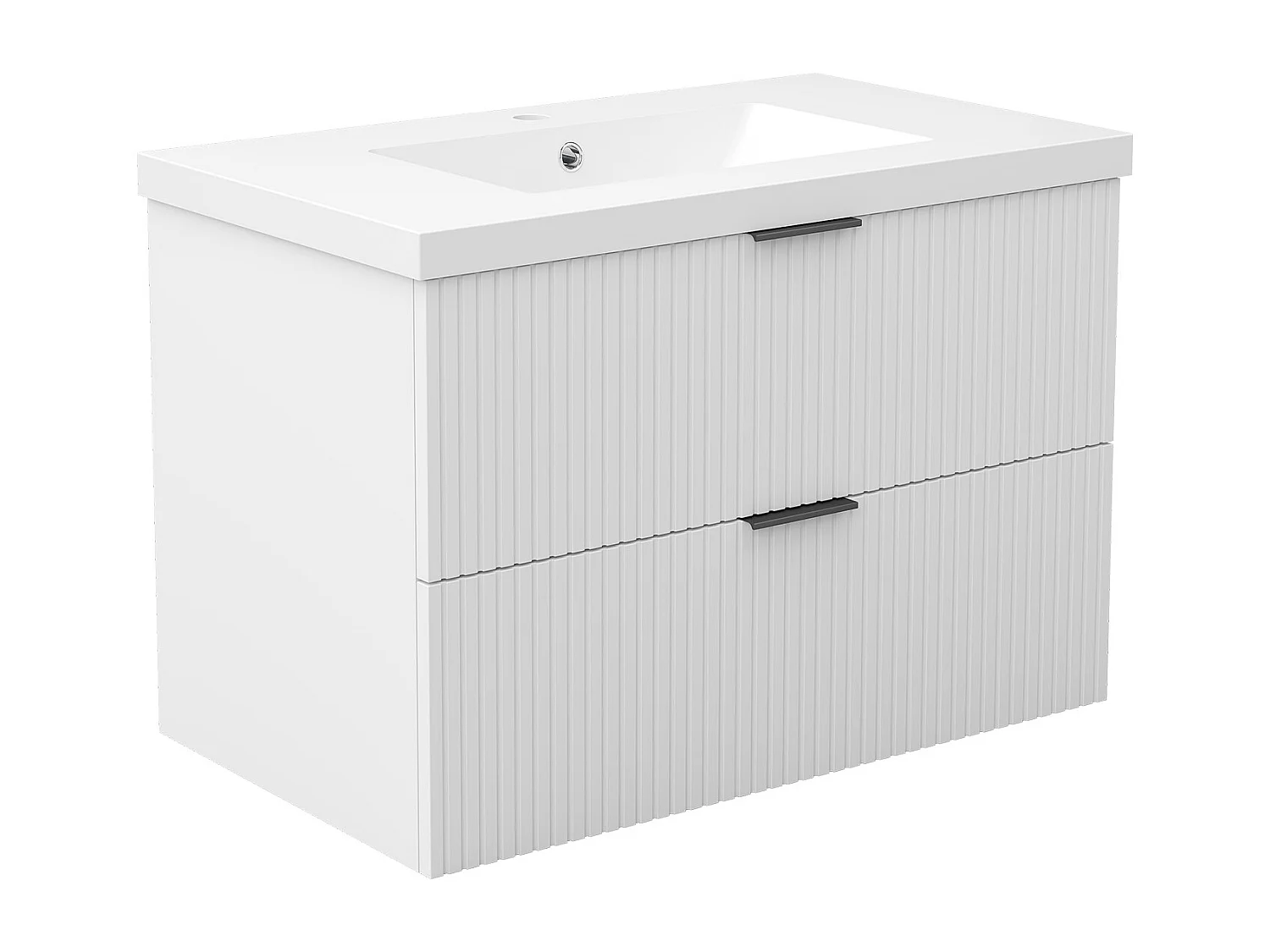 AICA Ensemble salle de bain suspendu Blanc 80 cm avec 2 tiroirs, vasque inclus