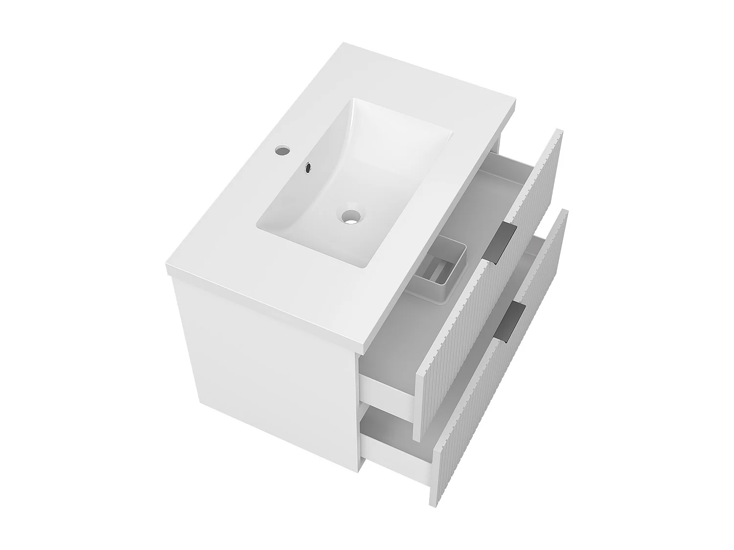 AICA Ensemble salle de bain suspendu Blanc 80 cm avec 2 tiroirs, vasque inclus