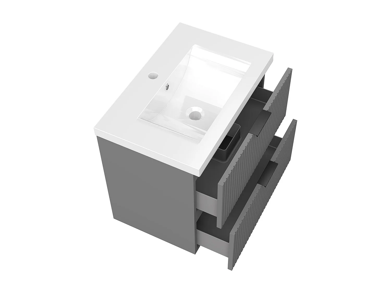 AICA Ensemble salle de bain suspendu 60 cm Anthracite avec 2 tiroirs + vasque Céramique