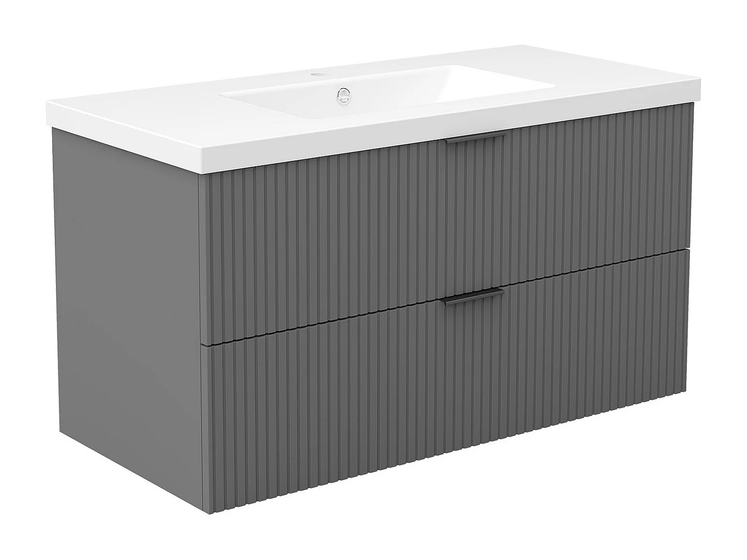 AICA Ensemble salle de bain suspendu Anthracite 100 cm avec 2 tiroirs, vasque inclus