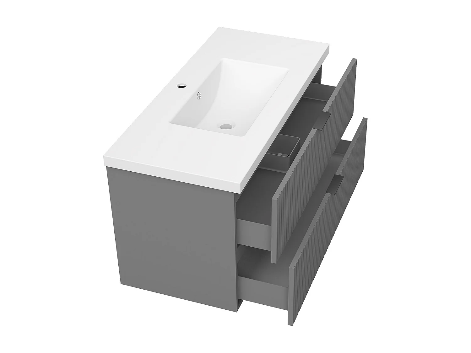 AICA Ensemble salle de bain suspendu Anthracite 100 cm avec 2 tiroirs, vasque inclus