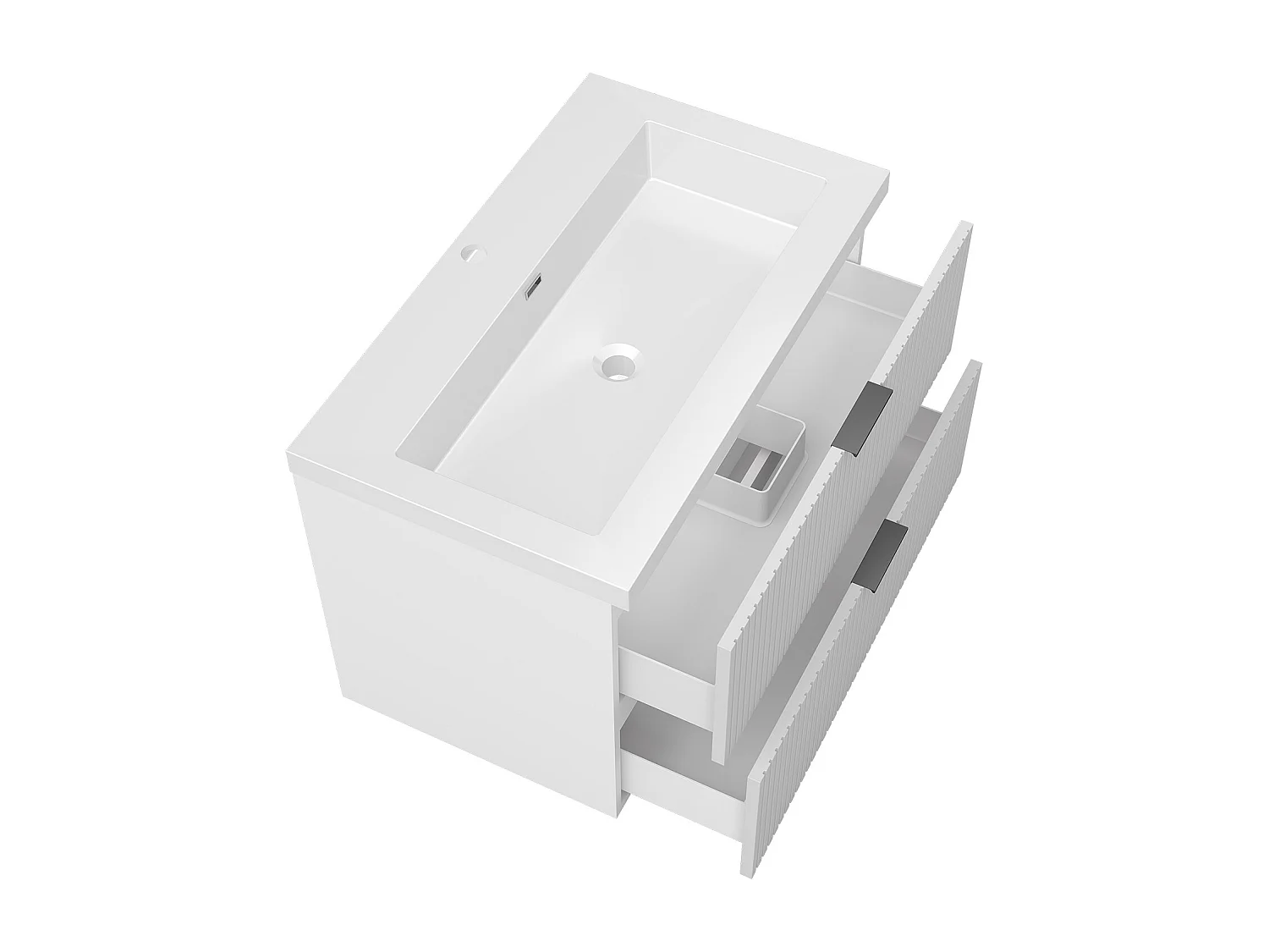 AICA Ensemble salle de bain suspendu 80 cm Blanc - Avec 2 tiroirs + vasque