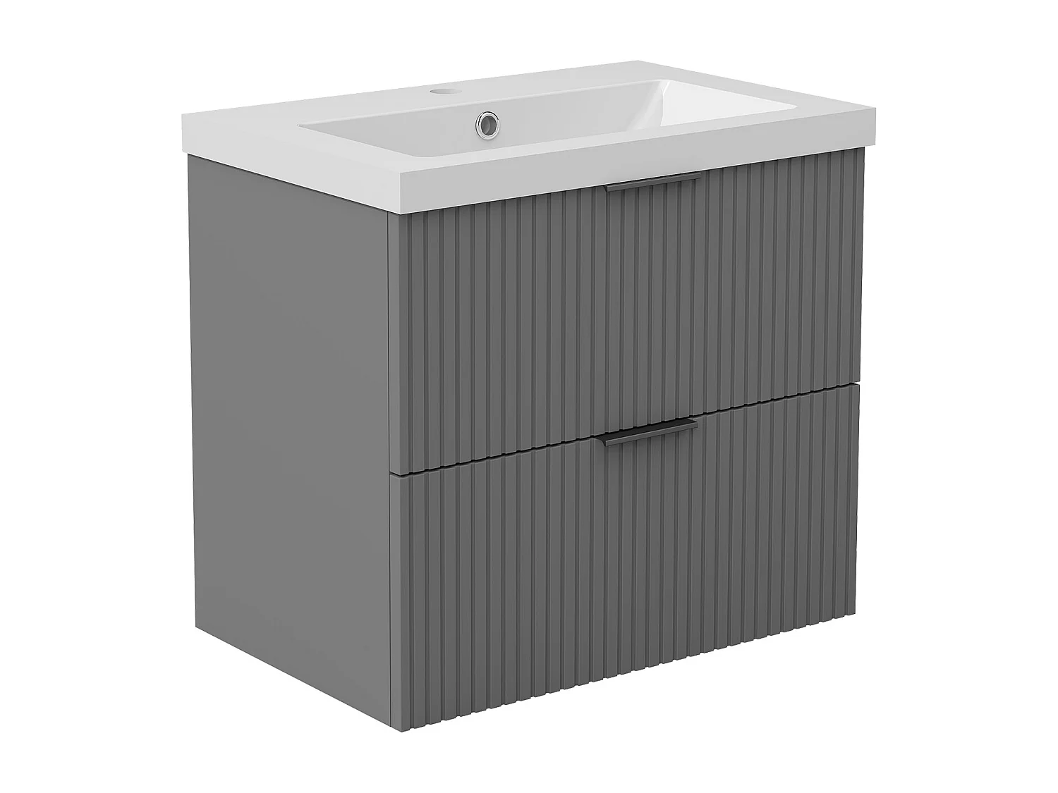 AICA Ensemble salle de bain suspendu Anthracite 60 cm avec 2 tiroirs, vasque inclus