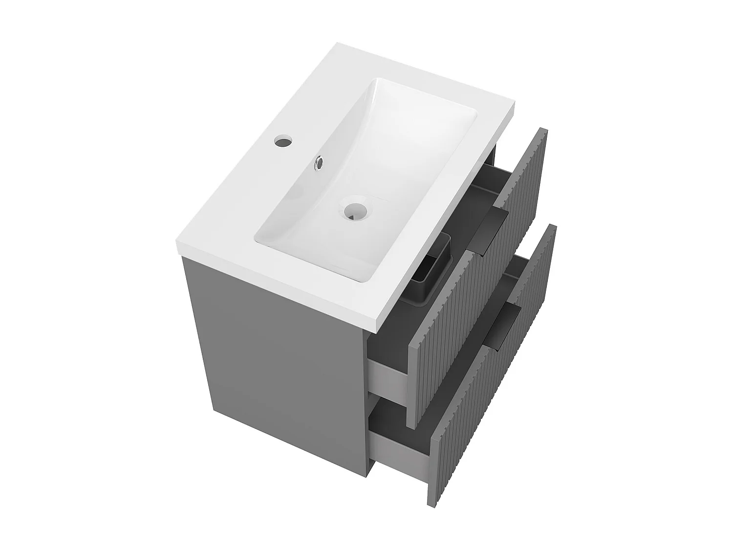 AICA Ensemble salle de bain suspendu Anthracite 60 cm avec 2 tiroirs, vasque inclus