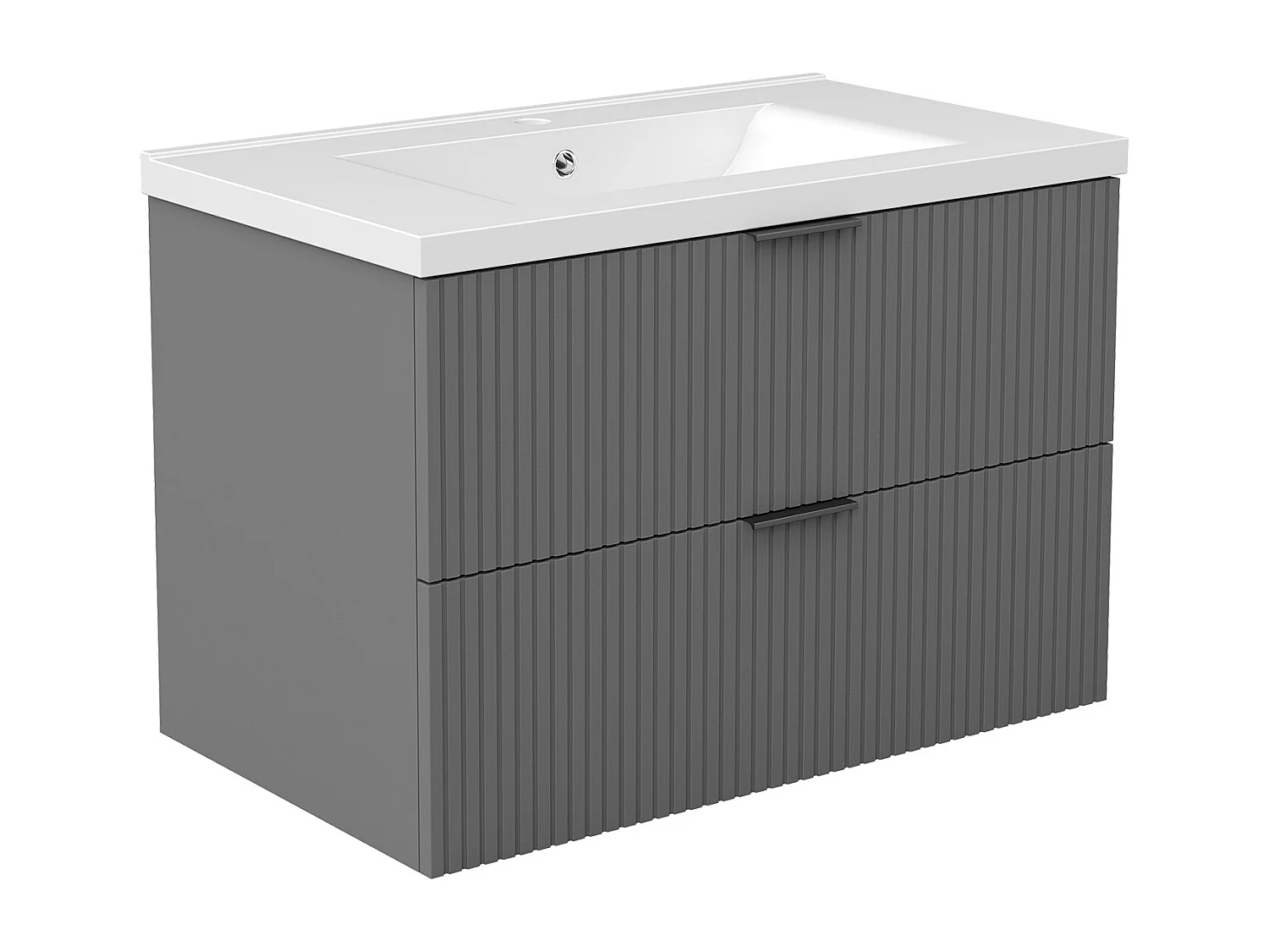 AICA Ensemble salle de bain suspendu 80 cm Anthracite avec 2 tiroirs + vasque Céramique