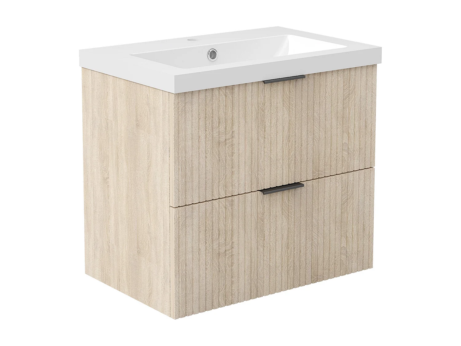 AICA Ensemble salle de bain suspendu Chêne 60 cm avec 2 tiroirs, vasque inclus