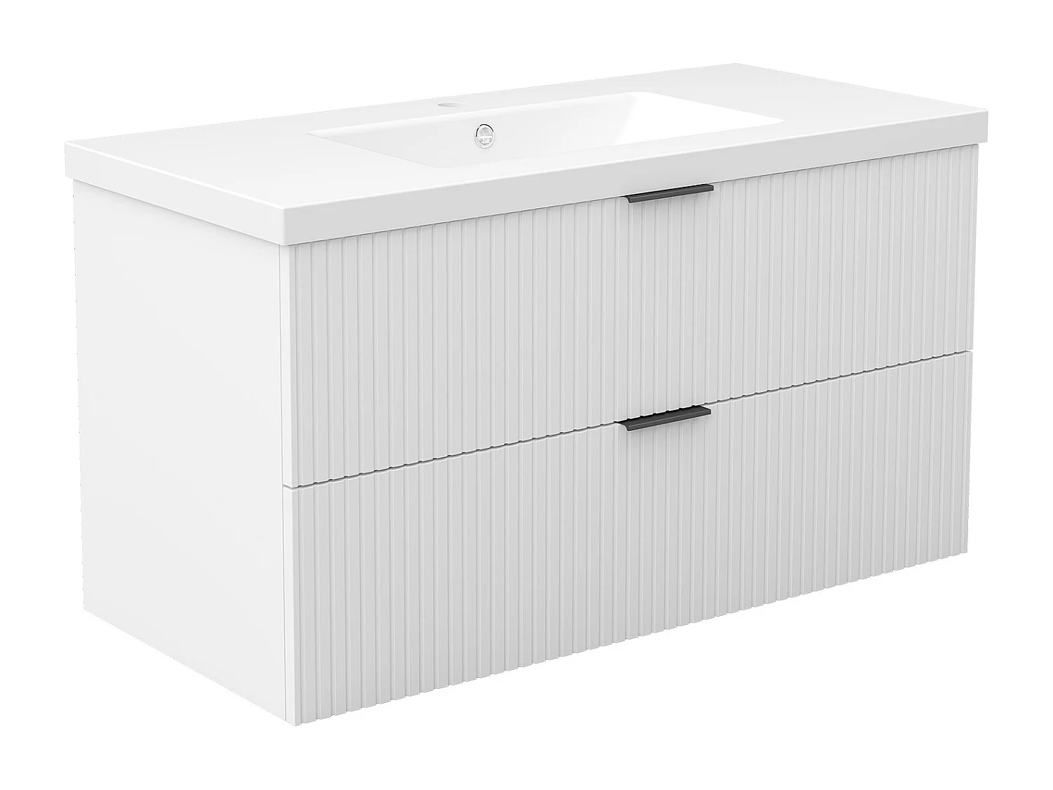 AICA Ensemble salle de bain suspendu Blanc 100 cm avec 2 tiroirs, vasque inclus