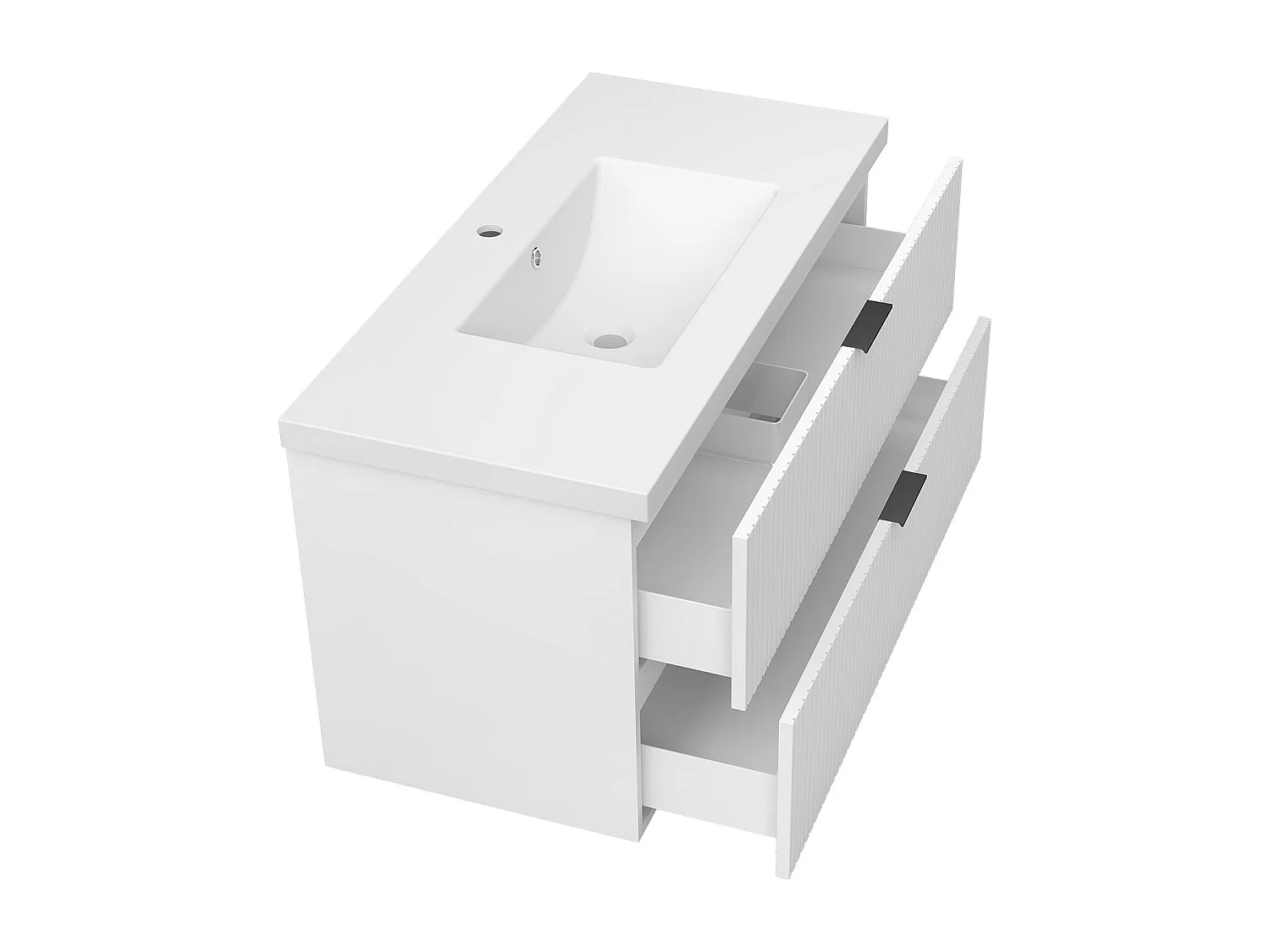 AICA Ensemble salle de bain suspendu Blanc 100 cm avec 2 tiroirs, vasque inclus