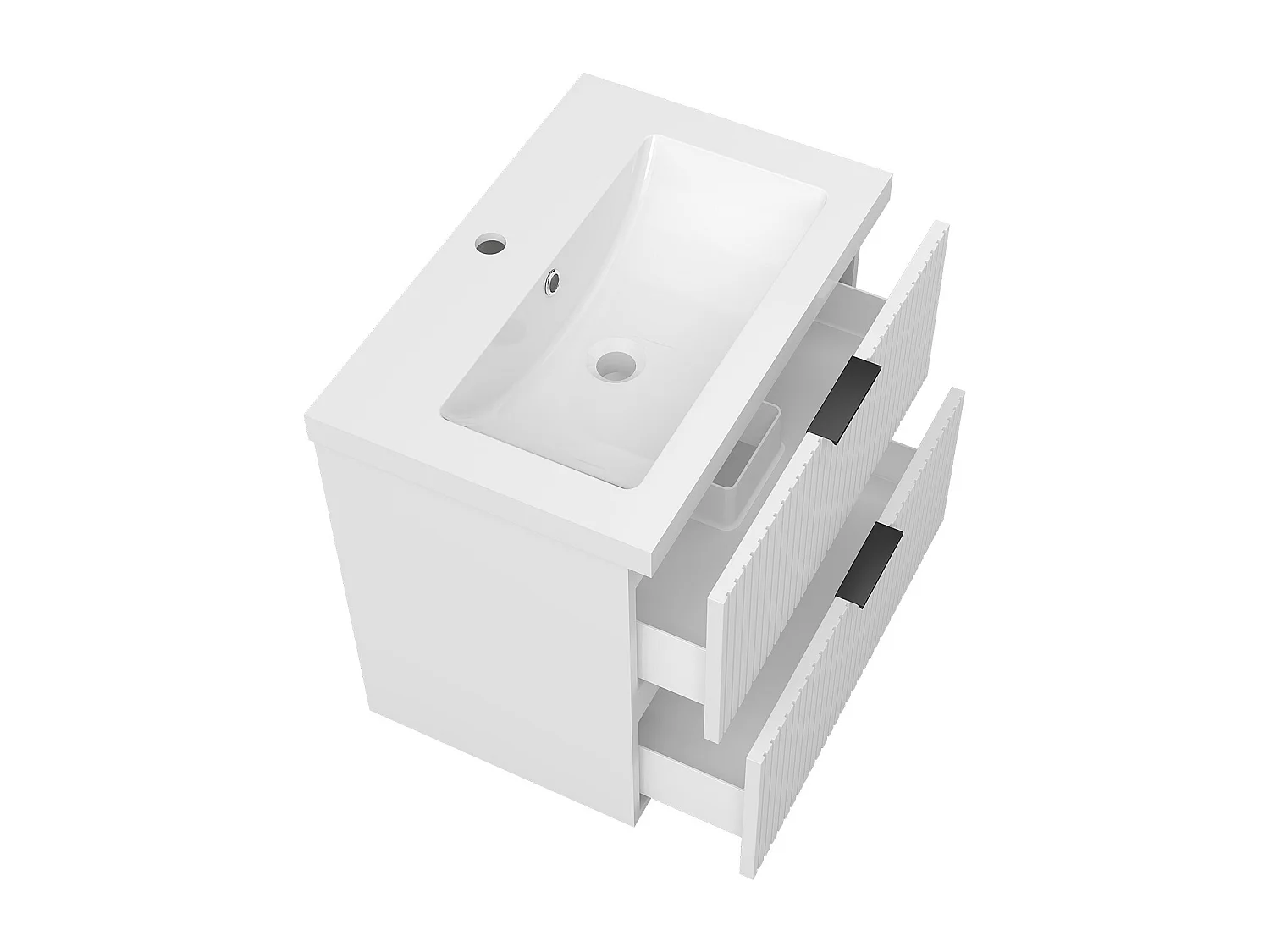 AICA Ensemble salle de bain suspendu Blanc 60 cm avec 2 tiroirs, vasque inclus