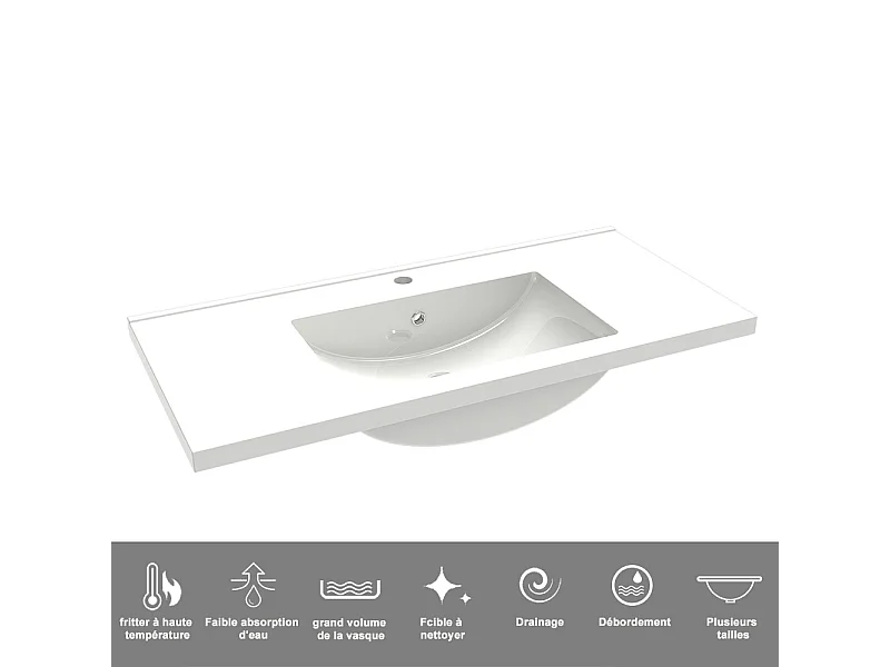 AICA Ensemble salle de bain suspendu 100 cm Anthracite avec 2 tiroirs + vasque Céramique