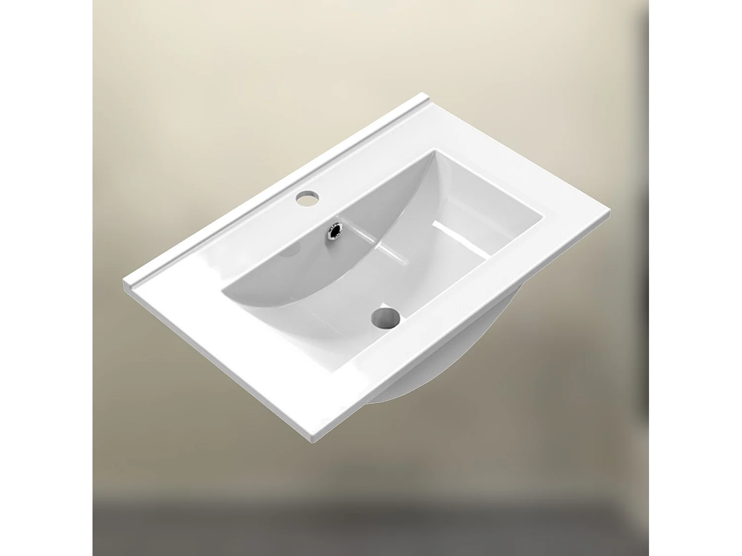 AICA SANITARIOS Lavabo de Baño,Lavabo Empotrado Rectangular,61 x 39.5 x 19 cm,Encimera Espaciosa, Fácil de Limpiar.