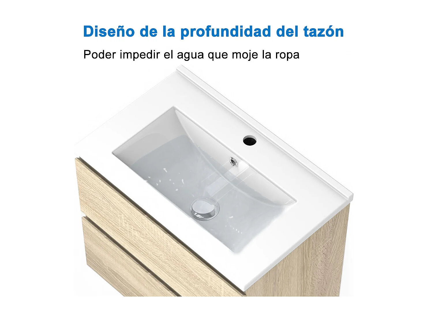 AICA SANITARIOS Lavabo de Baño,Lavabo Empotrado Rectangular,61 x 39.5 x 19 cm,Encimera Espaciosa, Fácil de Limpiar.