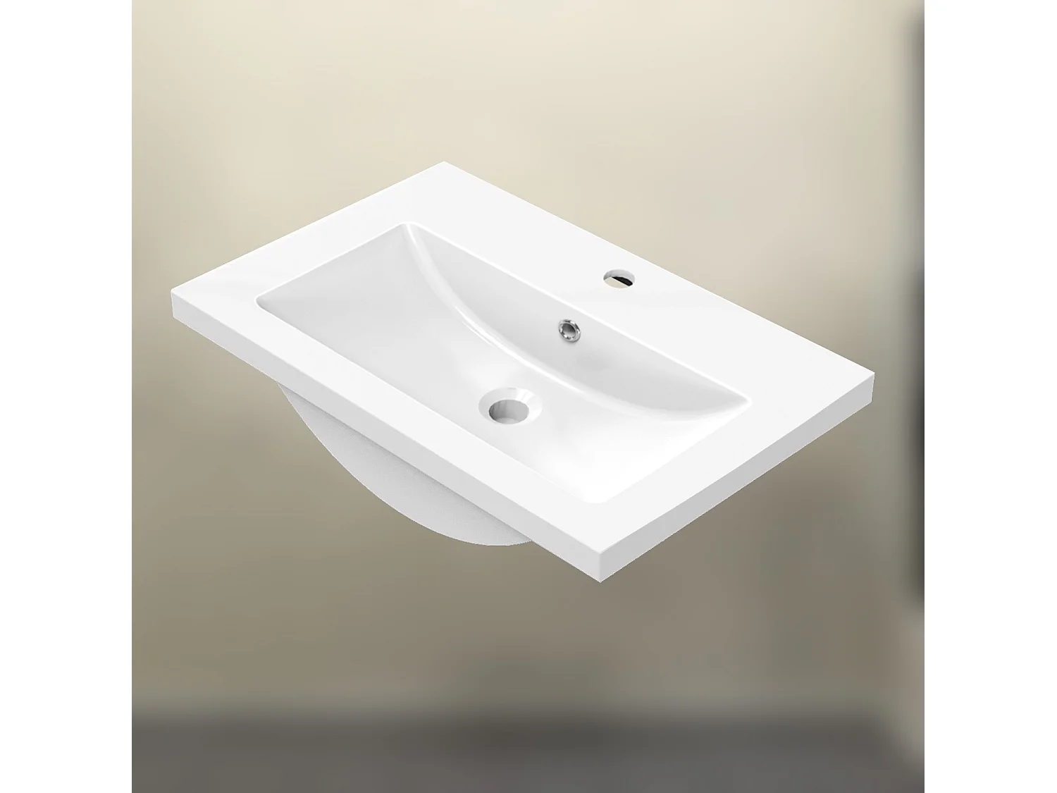 AICA SANITARIOS Lavabo de Baño,Lavabo Empotrado Rectangular,51 x 39.5 x 18 cm,Encimera Espaciosa, Fácil de Limpiar.