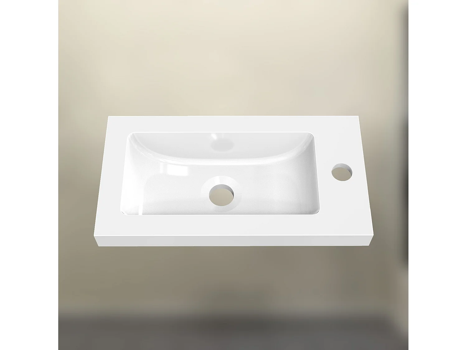 AICA SANITARIOS Lavabo de Baño,Lavabo Empotrado Rectangular,44.5 x 23.5 x 8 cm,Encimera Espaciosa, Fácil de Limpiar.