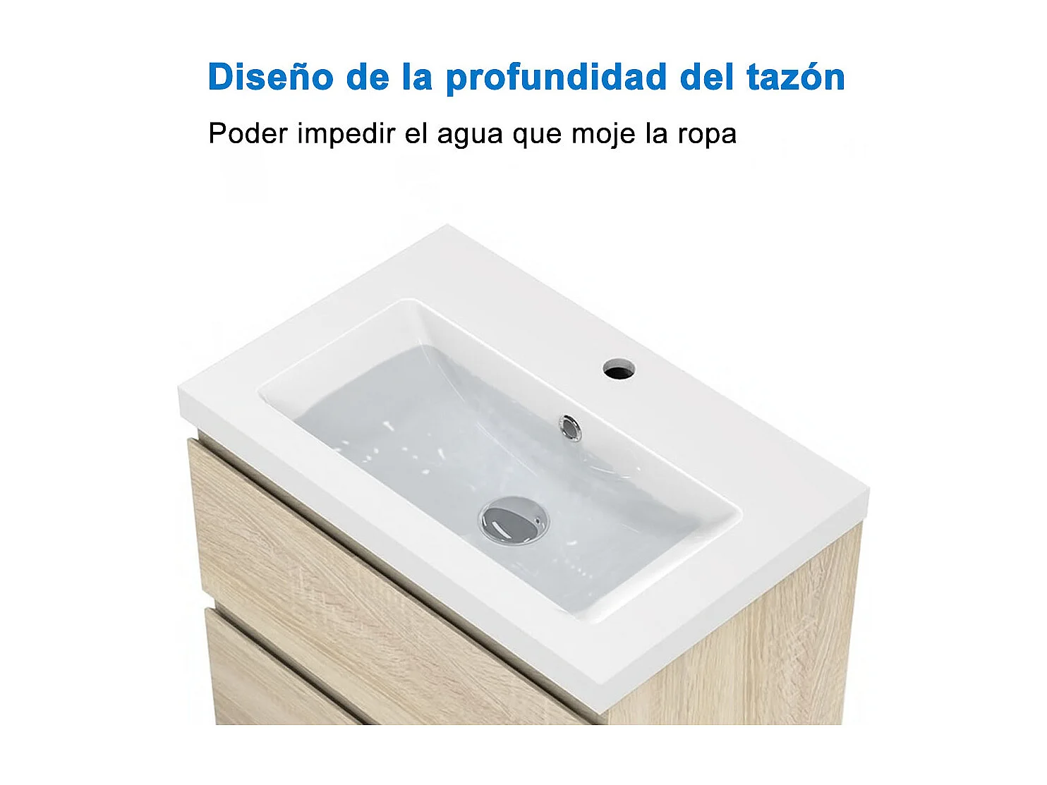 AICA SANITARIOS Lavabo de Baño,Lavabo Empotrado Rectangular,61 x 40 x 16 cm,Encimera Espaciosa, Fácil de Limpiar.