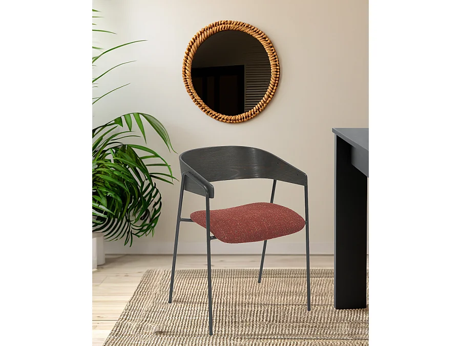 Wisla -lot de 2 Chaise wisla en tissu avec dossier en bois et pieds en métal