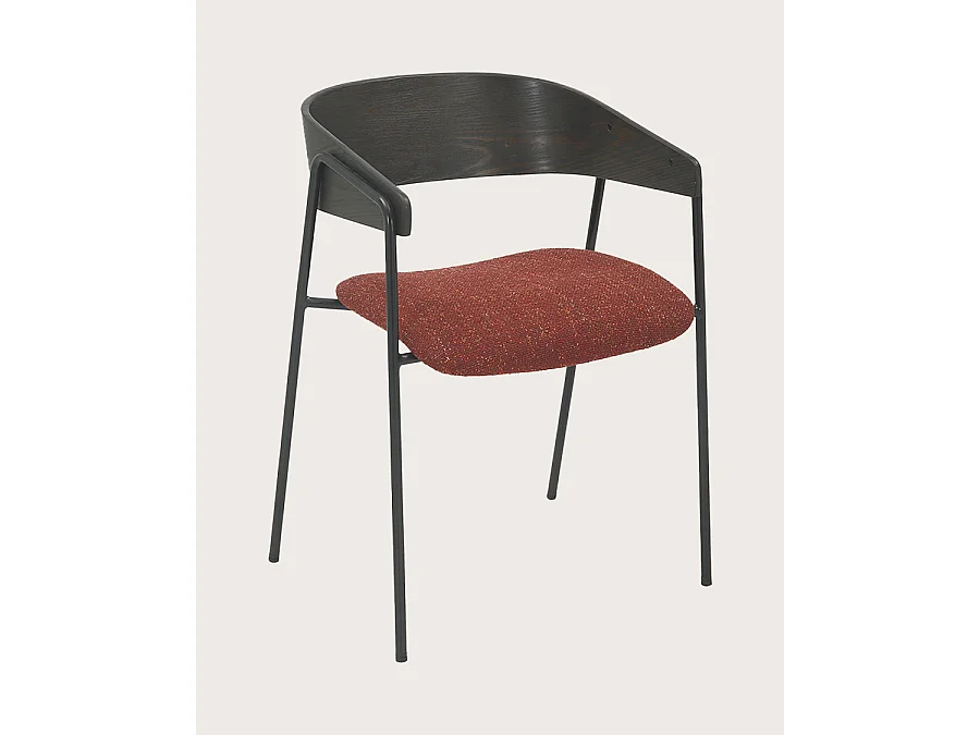 Wisla -lot de 2 Chaise wisla en tissu avec dossier en bois et pieds en métal