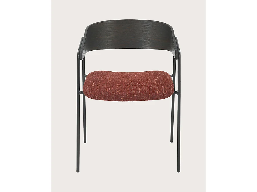 Wisla -lot de 2 Chaise wisla en tissu avec dossier en bois et pieds en métal