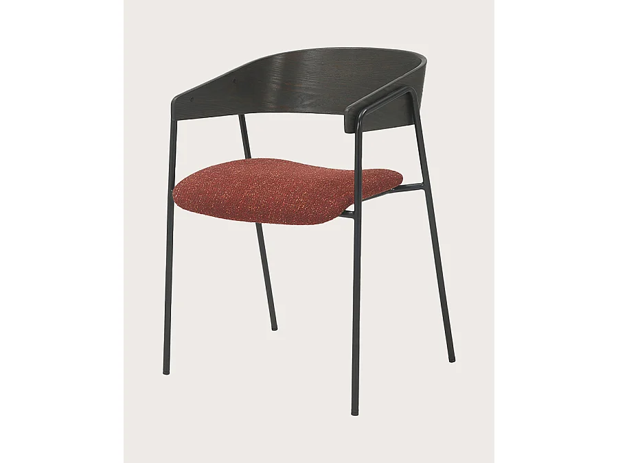 Wisla -lot de 2 Chaise wisla en tissu avec dossier en bois et pieds en métal