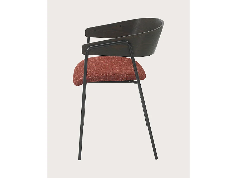 Wisla - Lot de 2 Chaise wisla en tissu avec dossier en bois et pieds en métal
