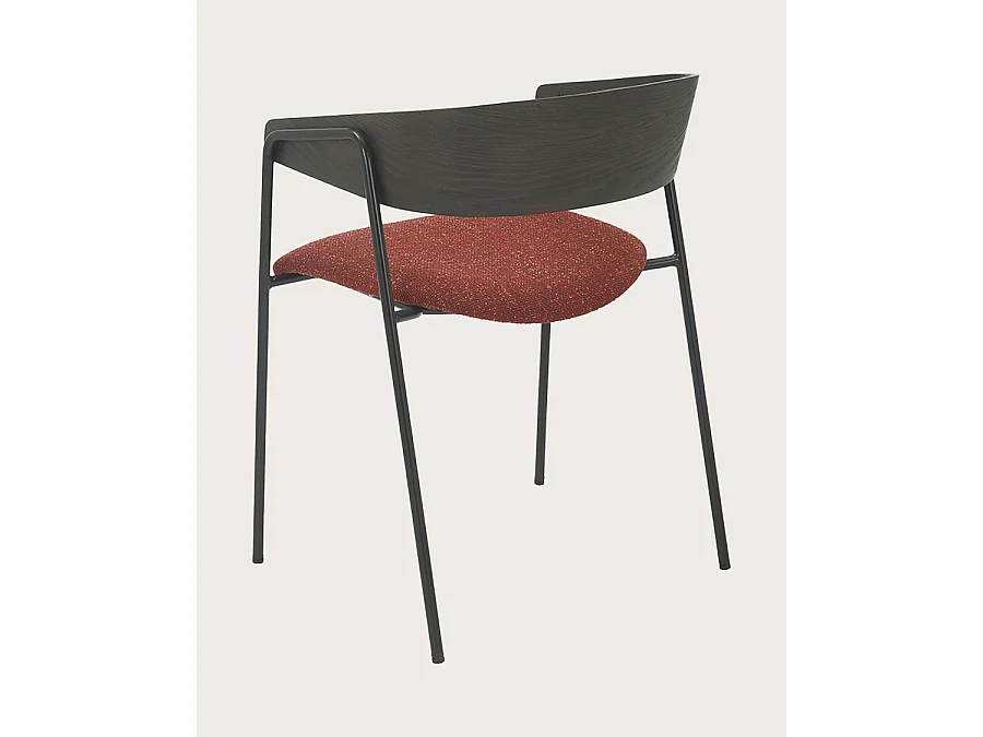 Wisla - Lot de 2 Chaise wisla en tissu avec dossier en bois et pieds en métal
