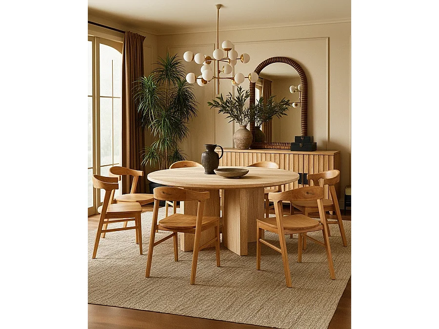 Aro - Lot de 2 Chaises de Salle à Manger en Bois Massif de Teck