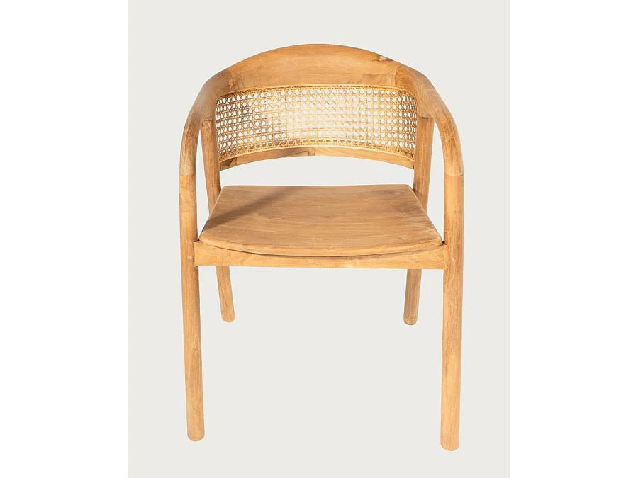 Vara : Lot de 2 Chaises en Bois Massif de Teck et Dossier Rotin