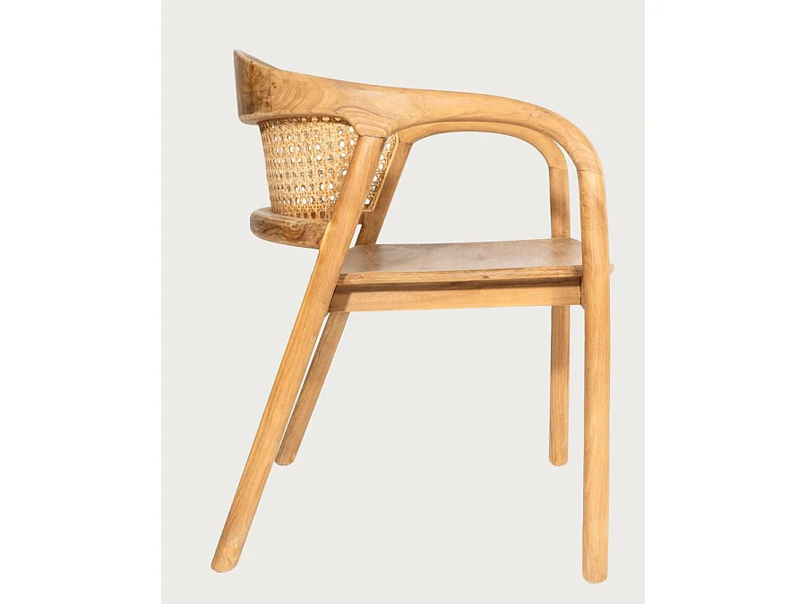 Vara : Lot de 2 Chaises en Bois Massif de Teck et Dossier Rotin