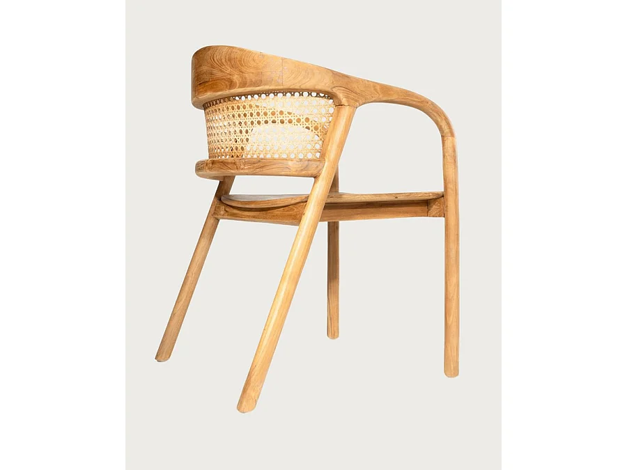 Vara : Lot de 2 Chaises en Bois Massif de Teck et Dossier Rotin