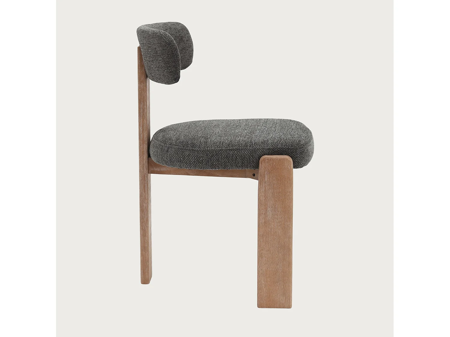 Elani - Set di 2 sedie da pranzo in tessuto grigio con gambe in legno sbiancato