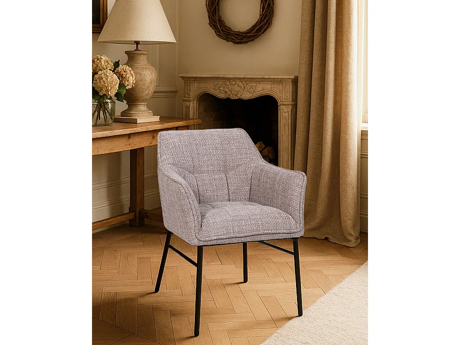 Lot de 2 chaises Chacha - Lot de 2 Chaise en tissu Taupe et pieds métal