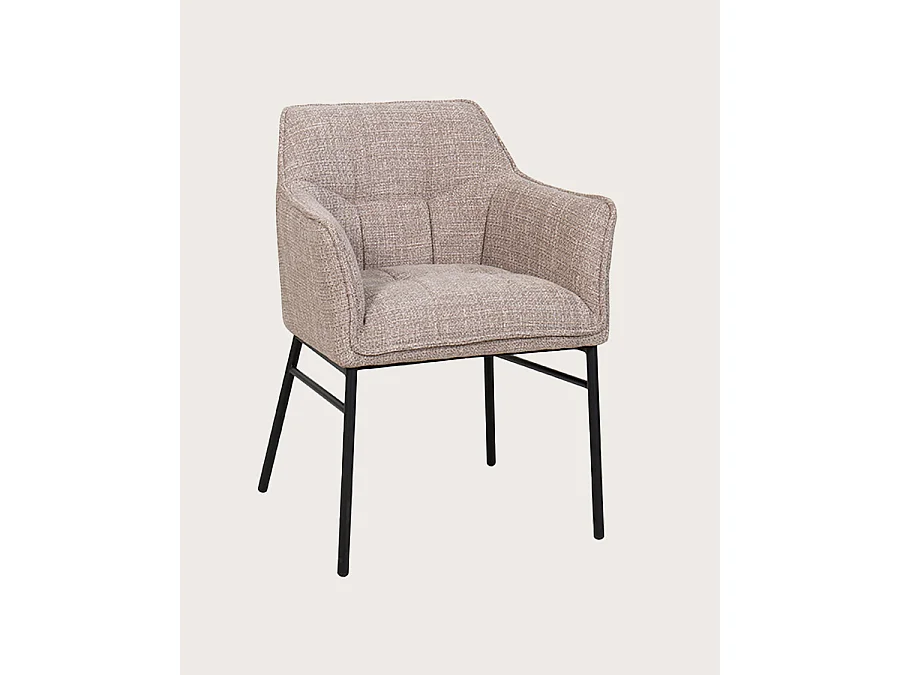 Lot de 2 chaises Chacha - Lot de 2 Chaise en tissu Taupe et pieds métal