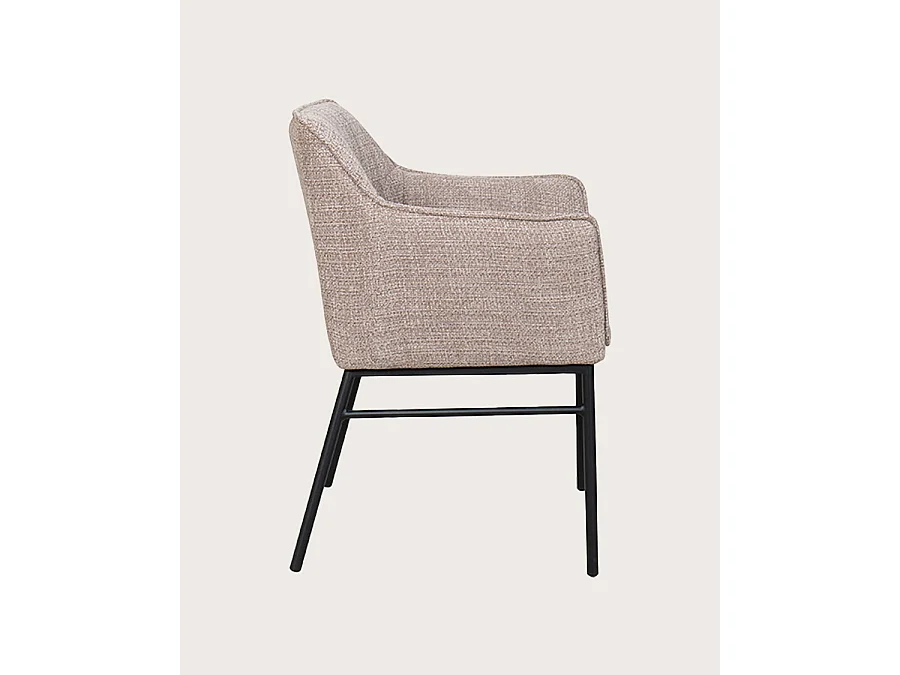 Lot de 2 chaises Chacha - Lot de 2 Chaise en tissu Taupe et pieds métal