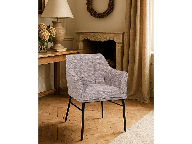 Lot de 2 chaises Chacha - Lot de 2 Chaise en tissu Taupe et pieds métal