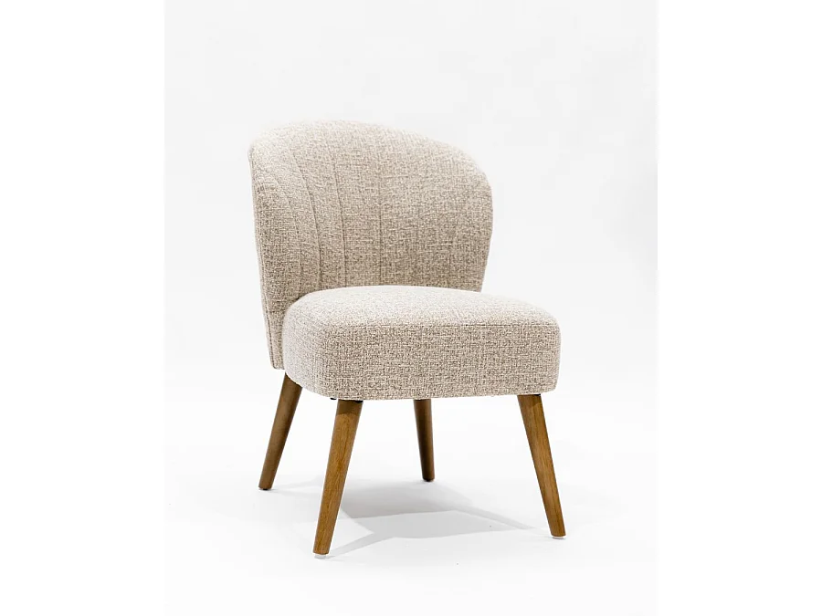 Perla - Lot de 2 Chaises de repas en tissu beige au design incurvé