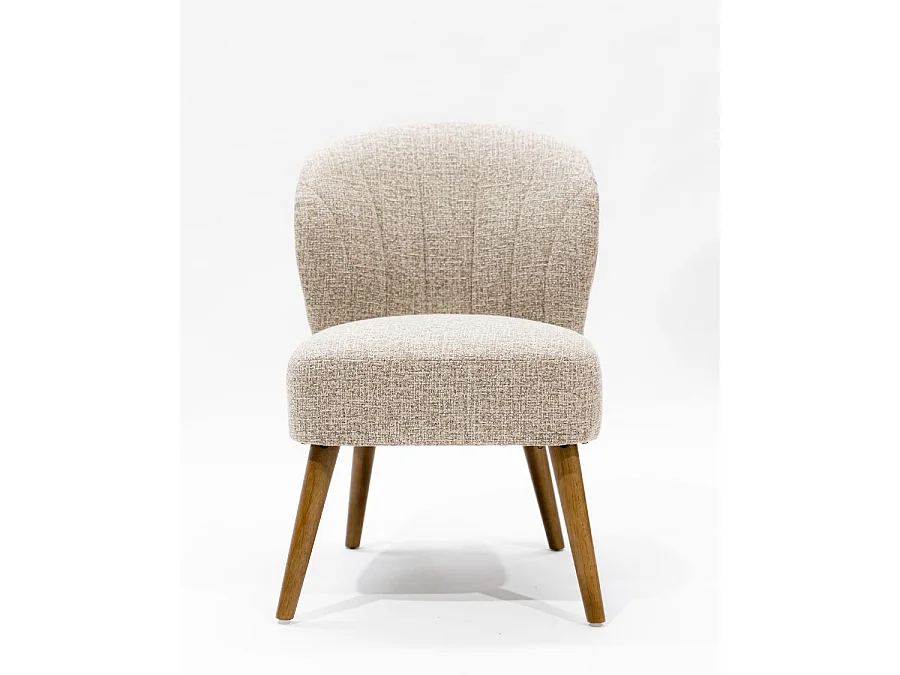 Perla - Lot de 2 Chaises de repas en tissu beige au design incurvé