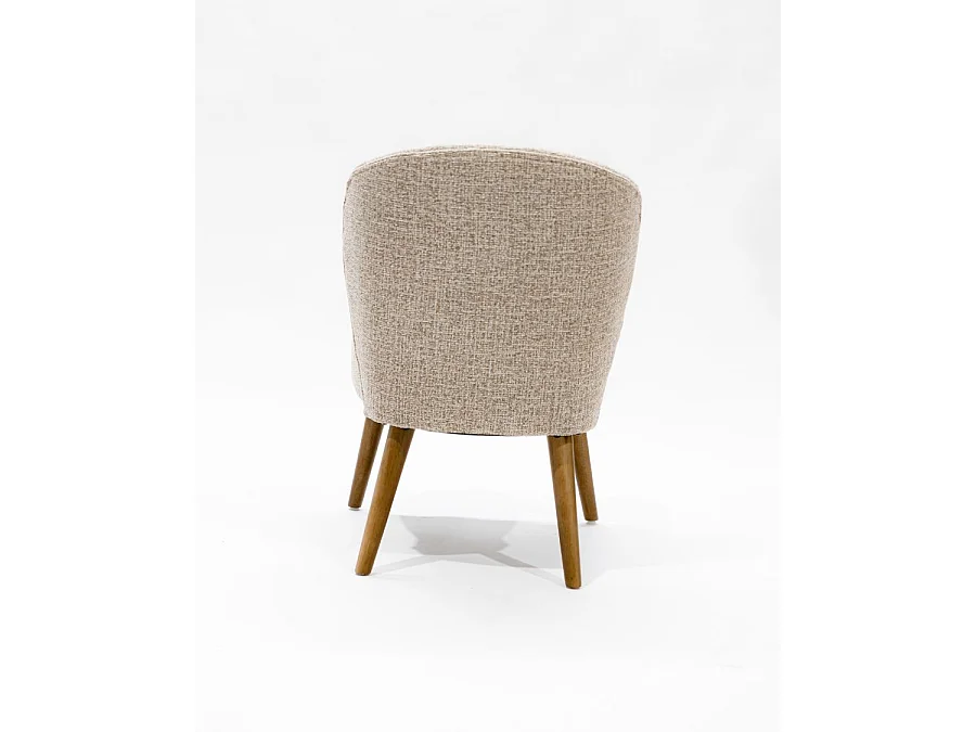 Perla - Lot de 2 Chaises de repas en tissu beige au design incurvé