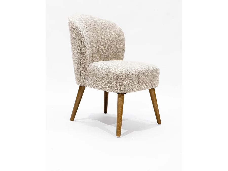 Perla - Lot de 2 Chaises de repas en tissu beige au design incurvé