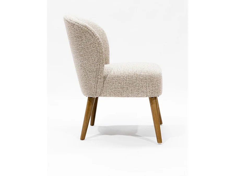 Perla - Set van 2 beige stoffen eetkamerstoelen met gebogen design