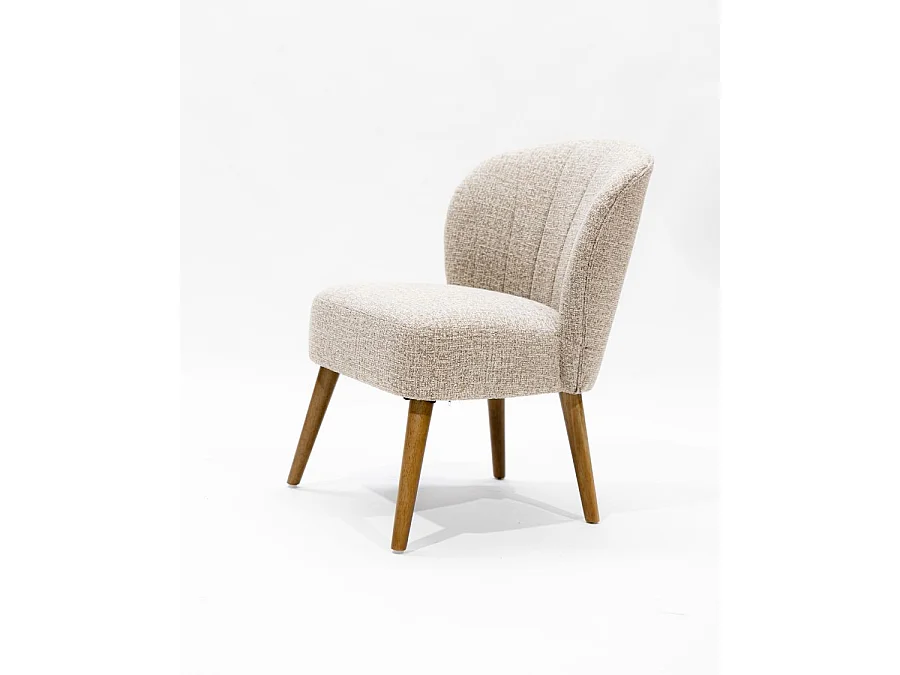 Perla - Set van 2 beige stoffen eetkamerstoelen met gebogen design