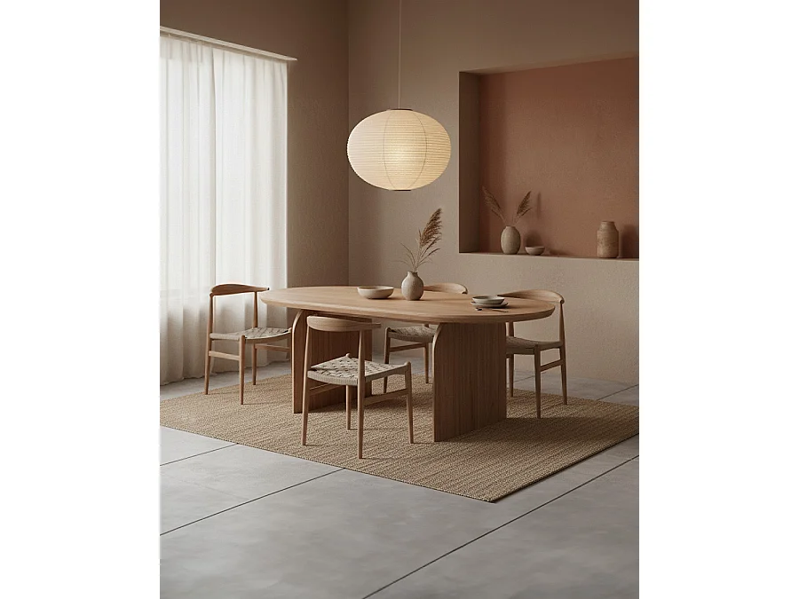 Tamara - Table repas ovale en bois massif de mindi